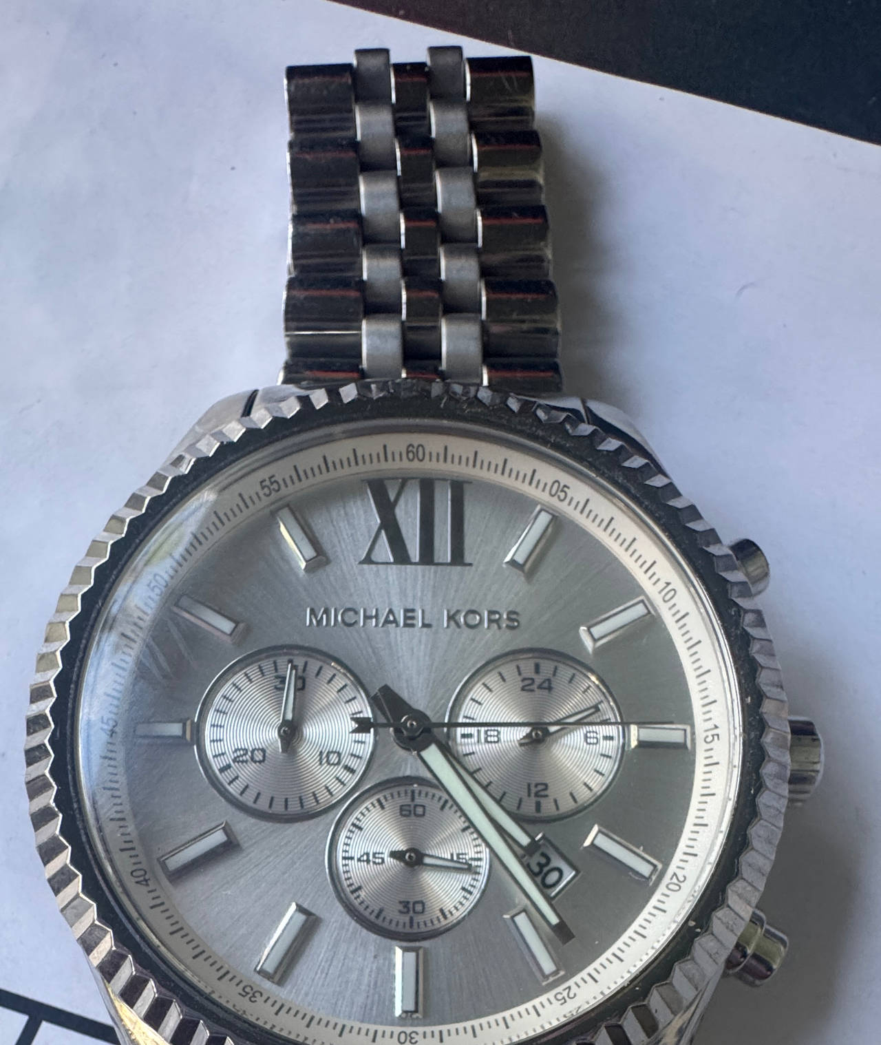 Michael Kors Lexington Chronograph Silver-Tone Watch MK8280