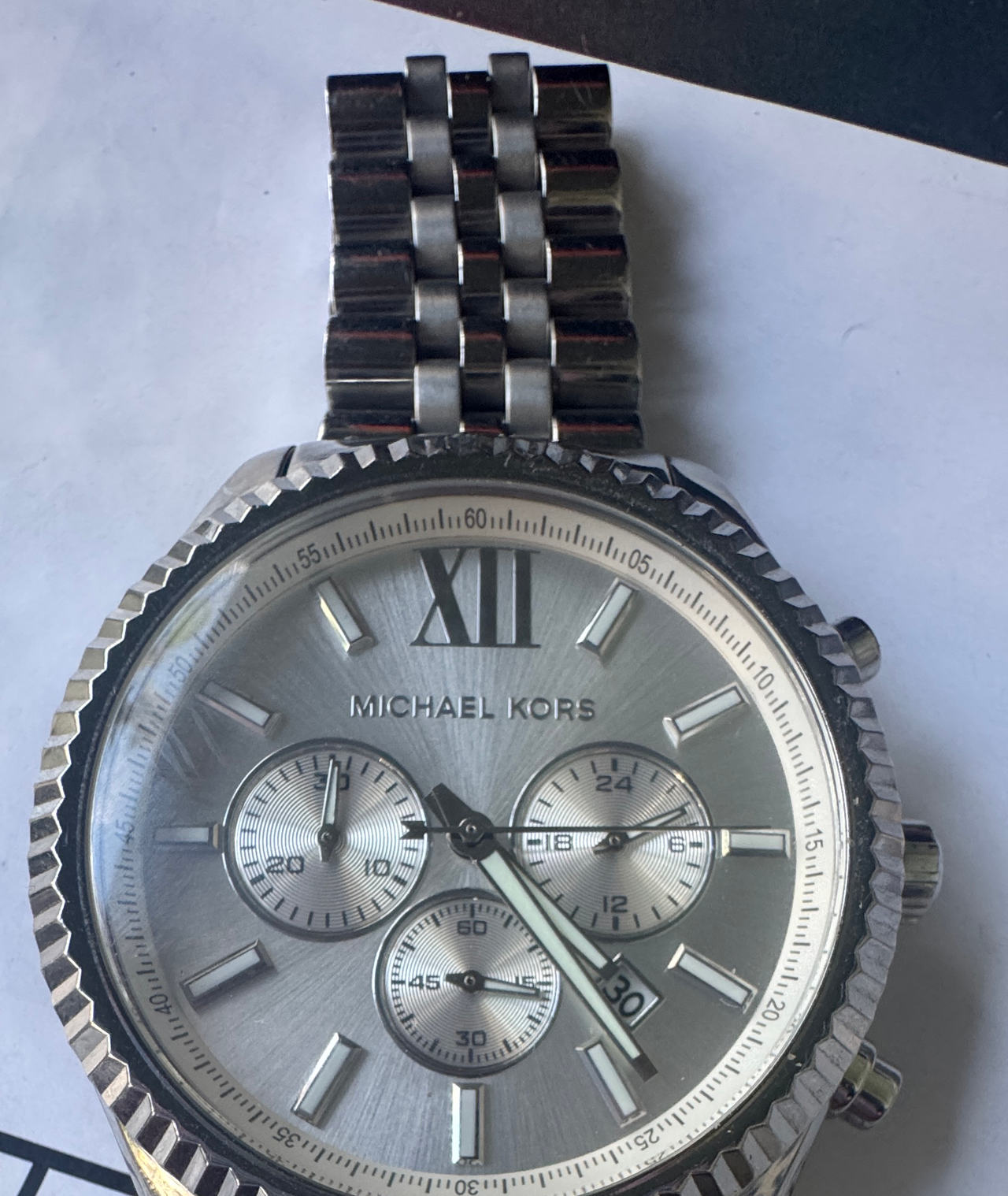 Michael Kors Lexington Chronograph Silver-Tone Watch MK8280
