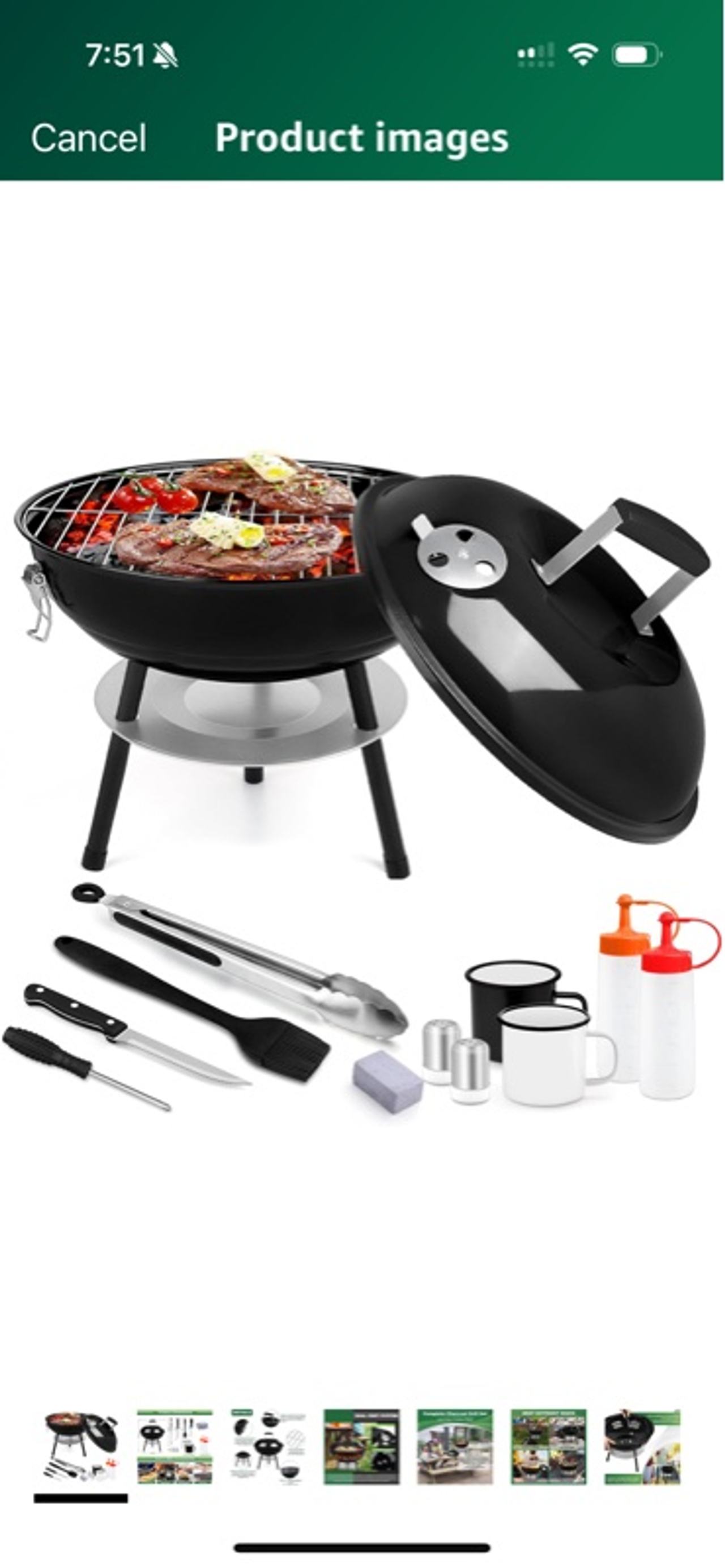 Joyfair 14-inch Portable Charcoal Grill with Tools