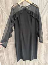 R & M Richards Black Mesh Ruffle Long Sleeve Dress women’s size 16 - Image 4