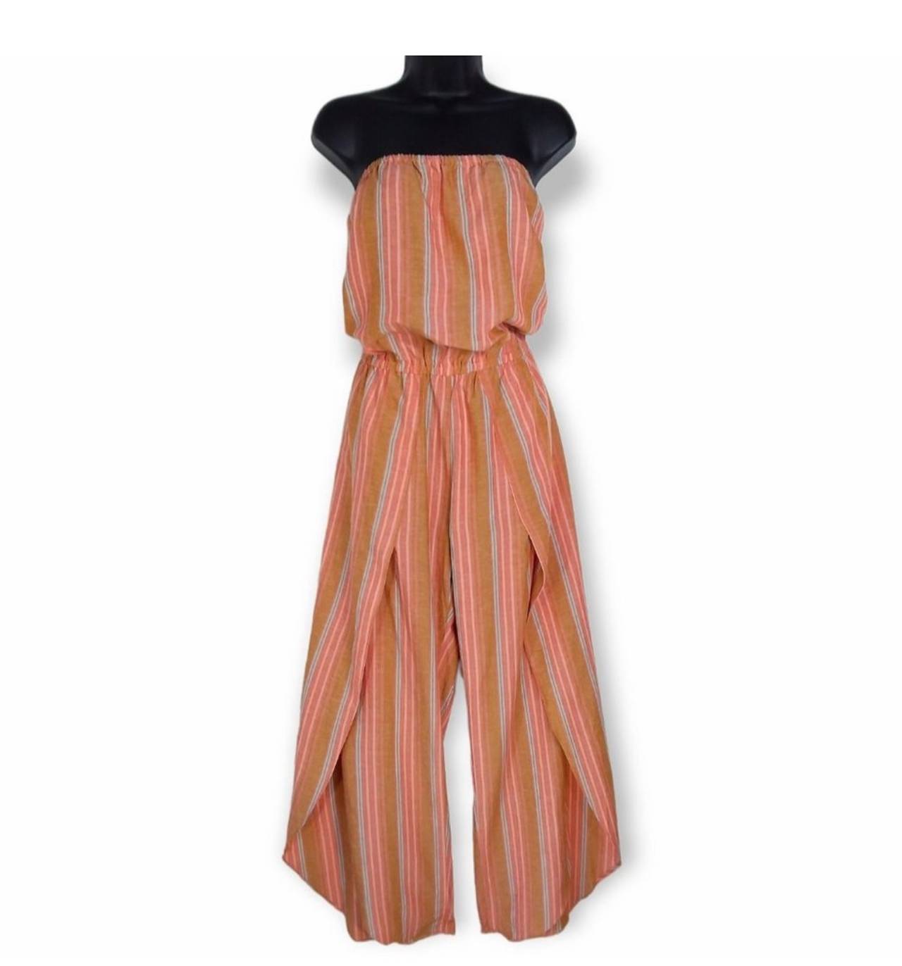 Drew Anthropologie Strapless Split Leg Striped Jumpsuit NWT size small $242 new