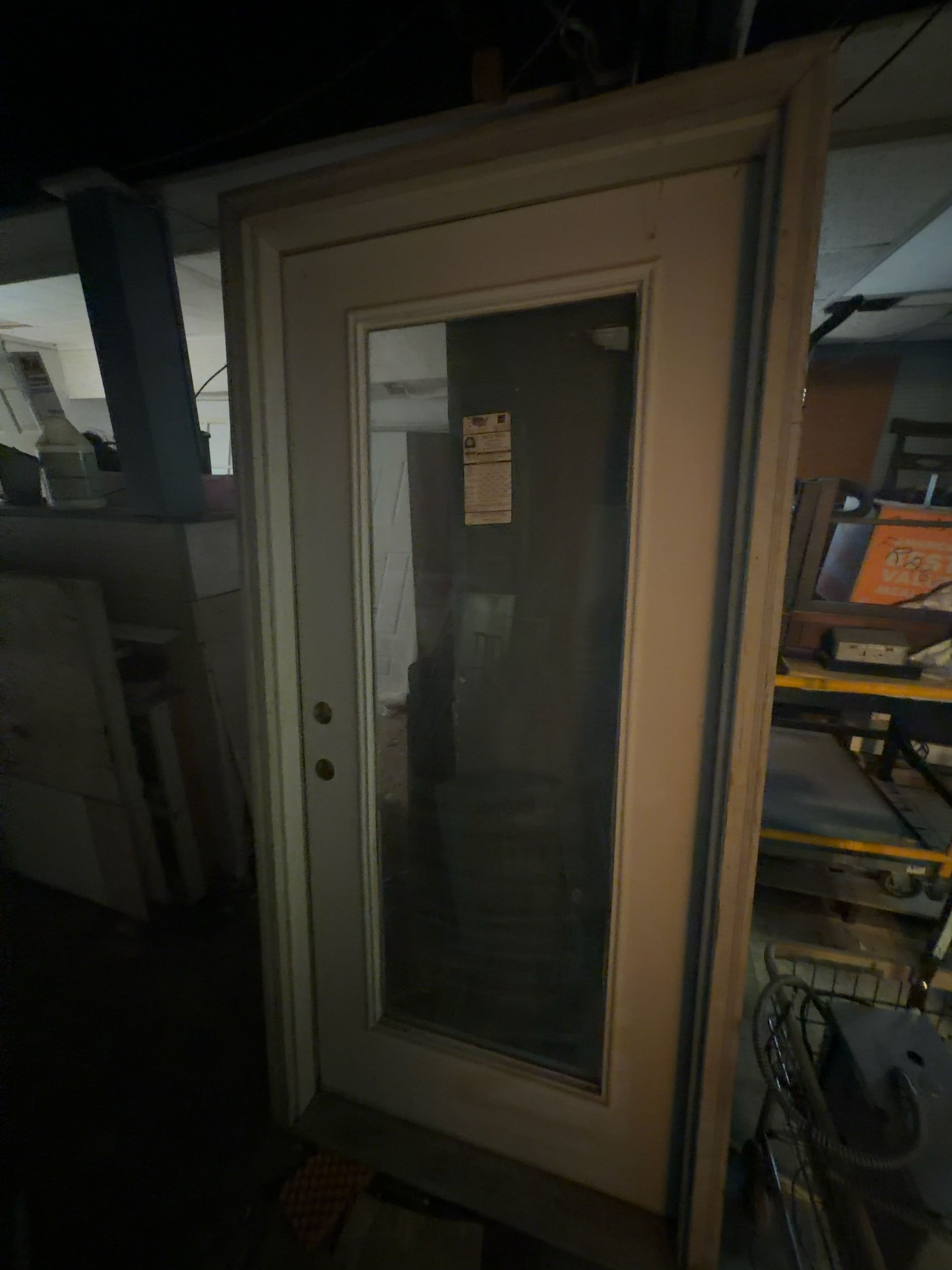 Badger Door Full Glass 32" White Exterior Door with Crownline Brick Mold