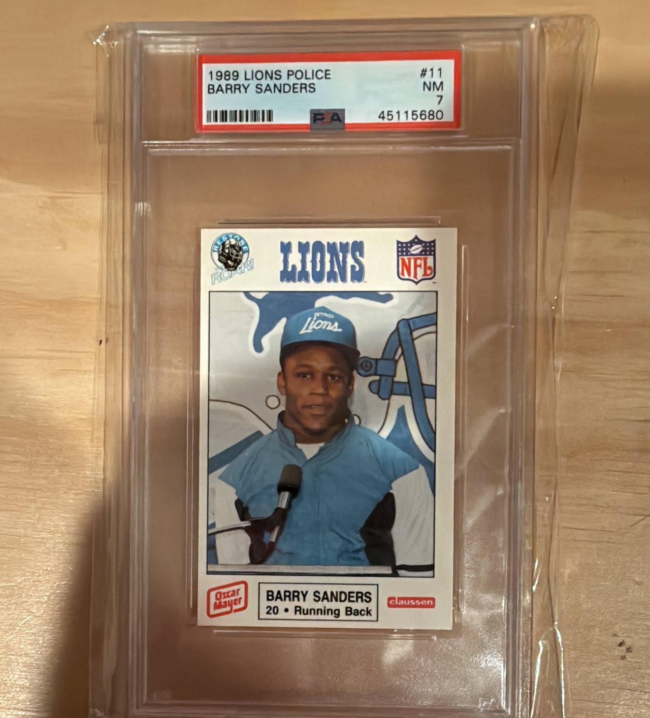 1989 Lions Police Barry Sanders #11 PSA 7 NM