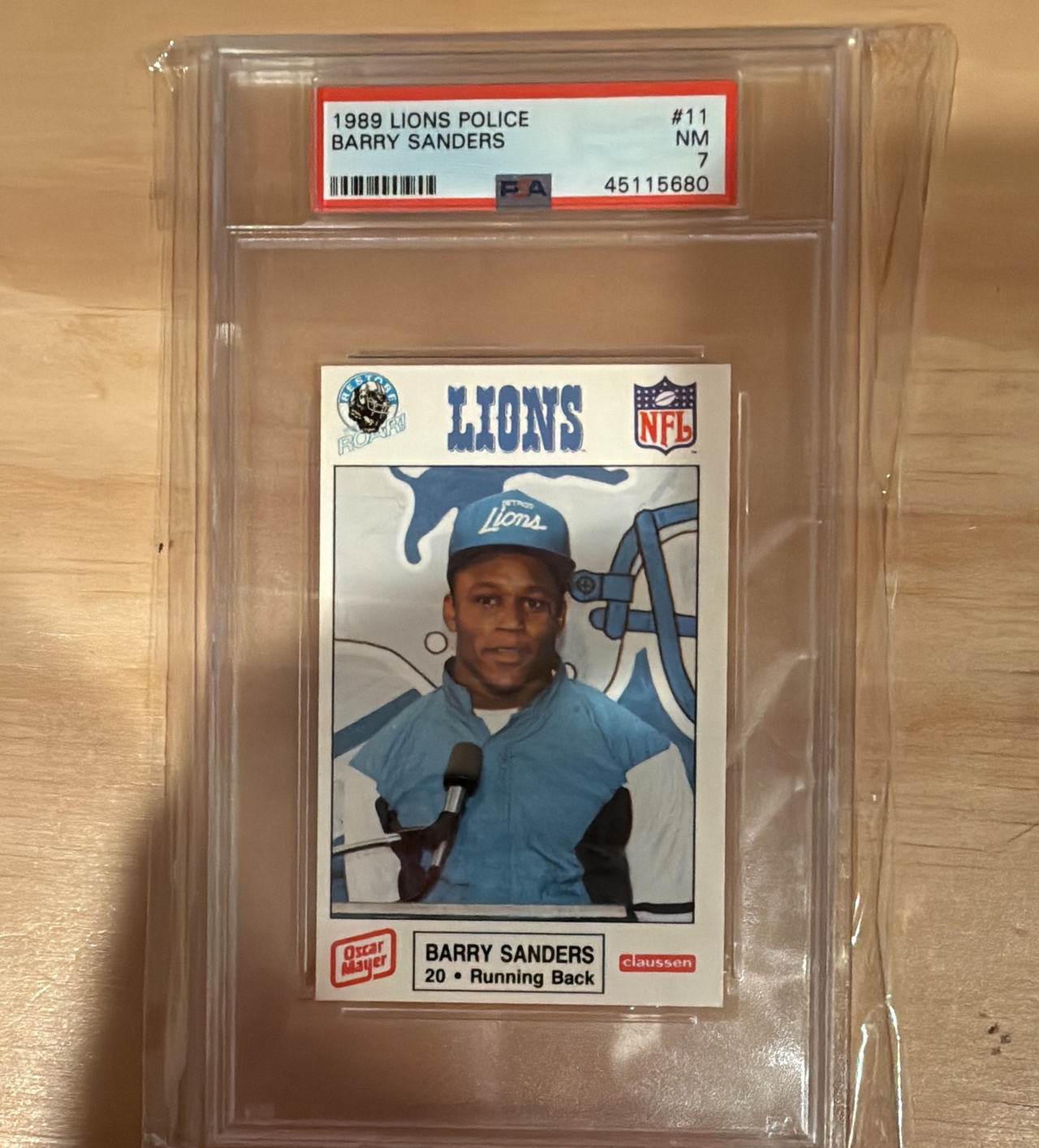 1989 Lions Police Barry Sanders #11 PSA 7 NM