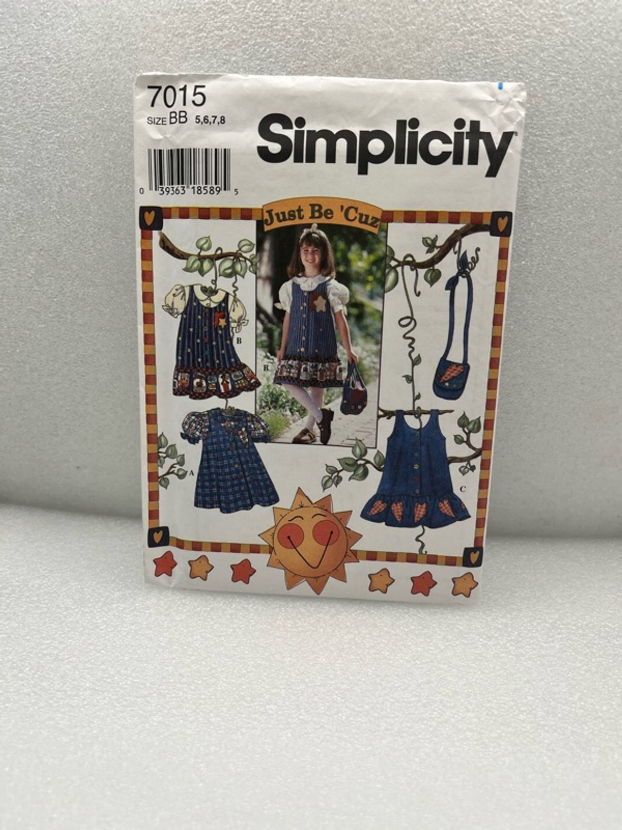 Simplicity 7015 Girls Dress Jumper Blouse Sewing Pattern