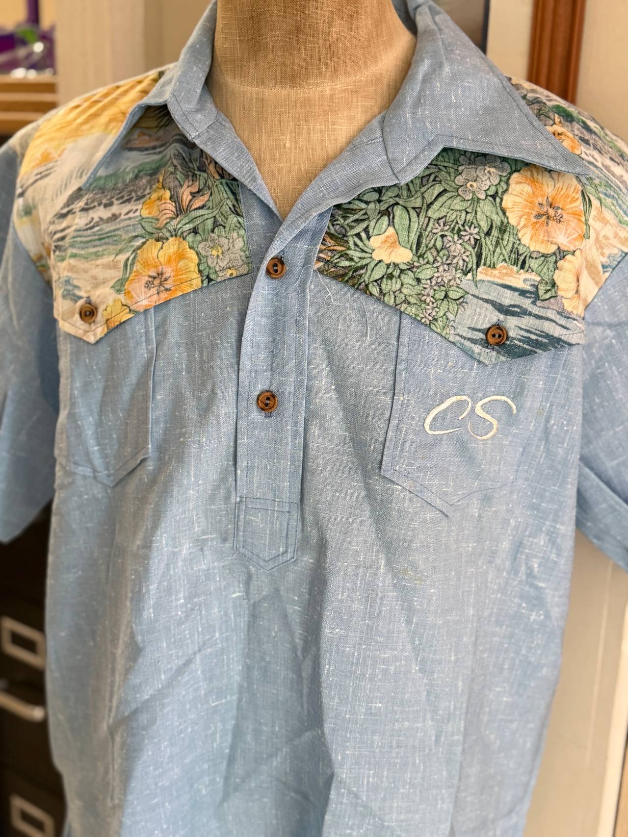 Vintage Western Floral Yoke Pullover Shirt His Royal Highness