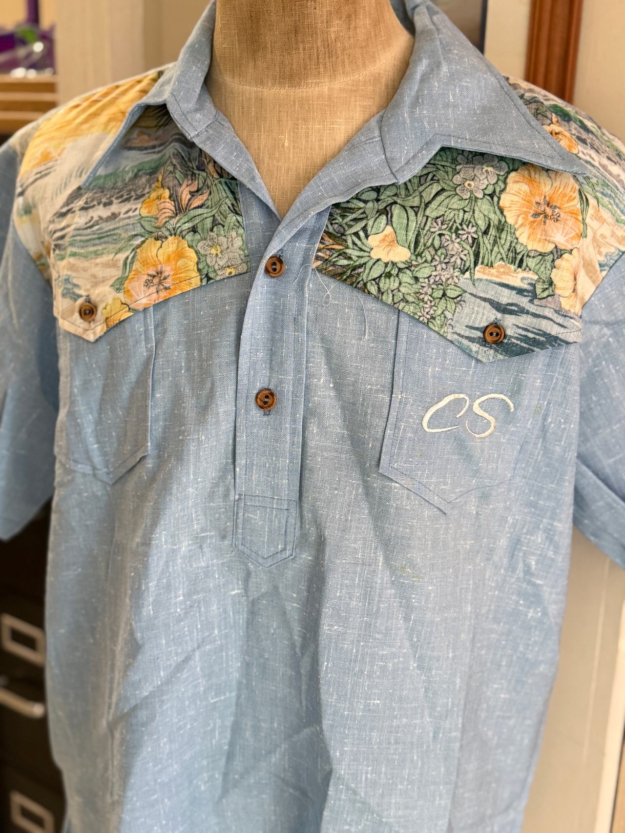 Vintage Western Floral Yoke Pullover Shirt His Royal Highness