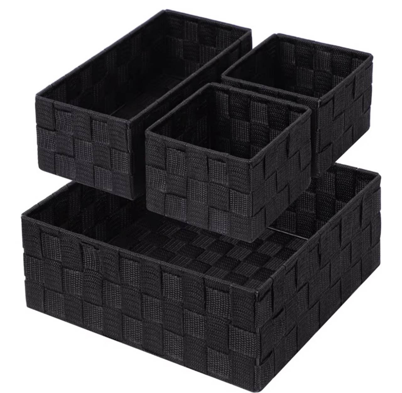 Posprica Woven Storage Baskets for Organizing, Small Black Baskets Cube Bin