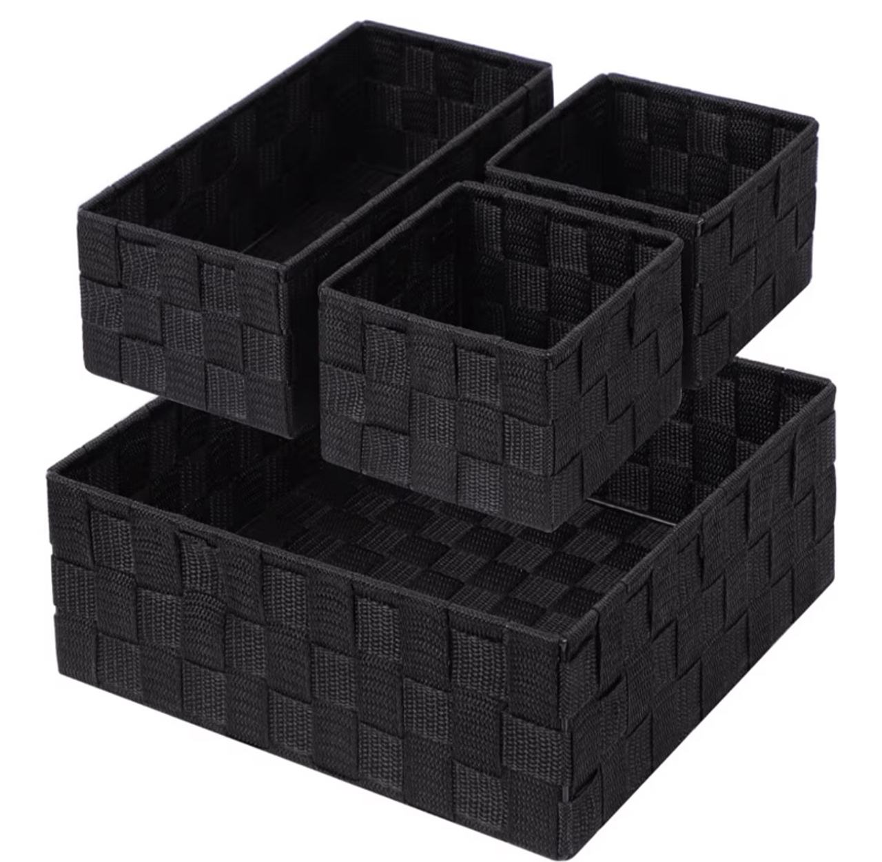 Posprica Woven Storage Baskets for Organizing, Small Black Baskets Cube Bin