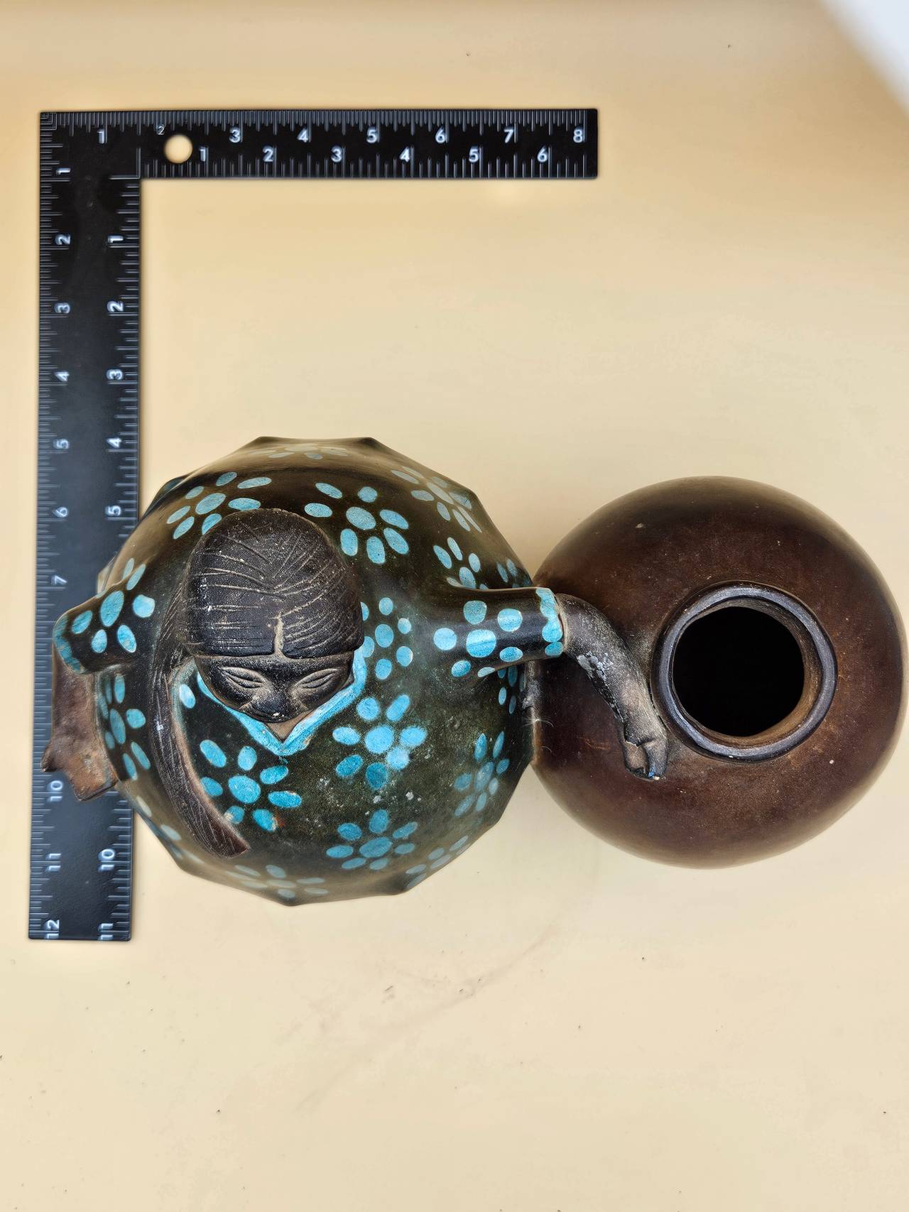 Pottery Woman with Pot Double Vessel