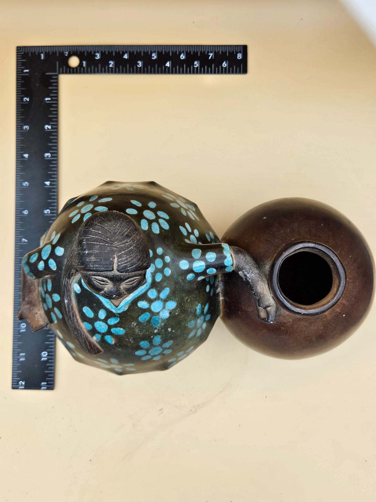 Pottery Woman with Pot Double Vessel