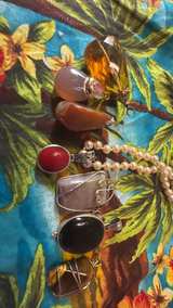 Vintage Gemstone Pendant and Pearl Necklace Collection 2 sterling silver - Image 4