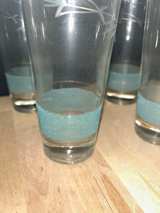 Libbey Vintage Etched Floral Green/Gold Band Highball Glasses - Image 6