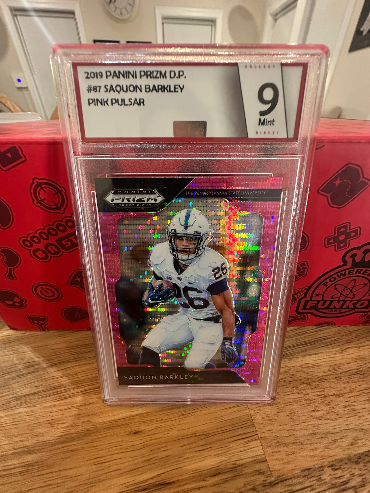 2019 Panini Prizm Draft Picks Saquon Barkley Pink Pulsar #87 Graded 9