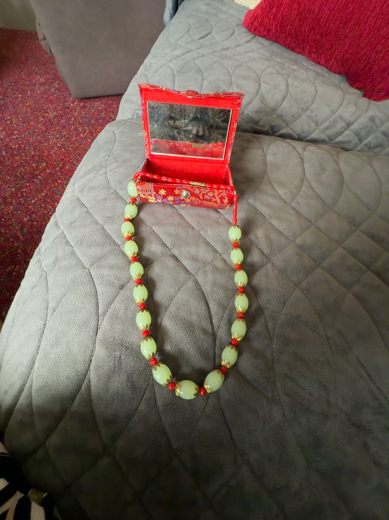 Handmade Lime Green Beaded Necklace