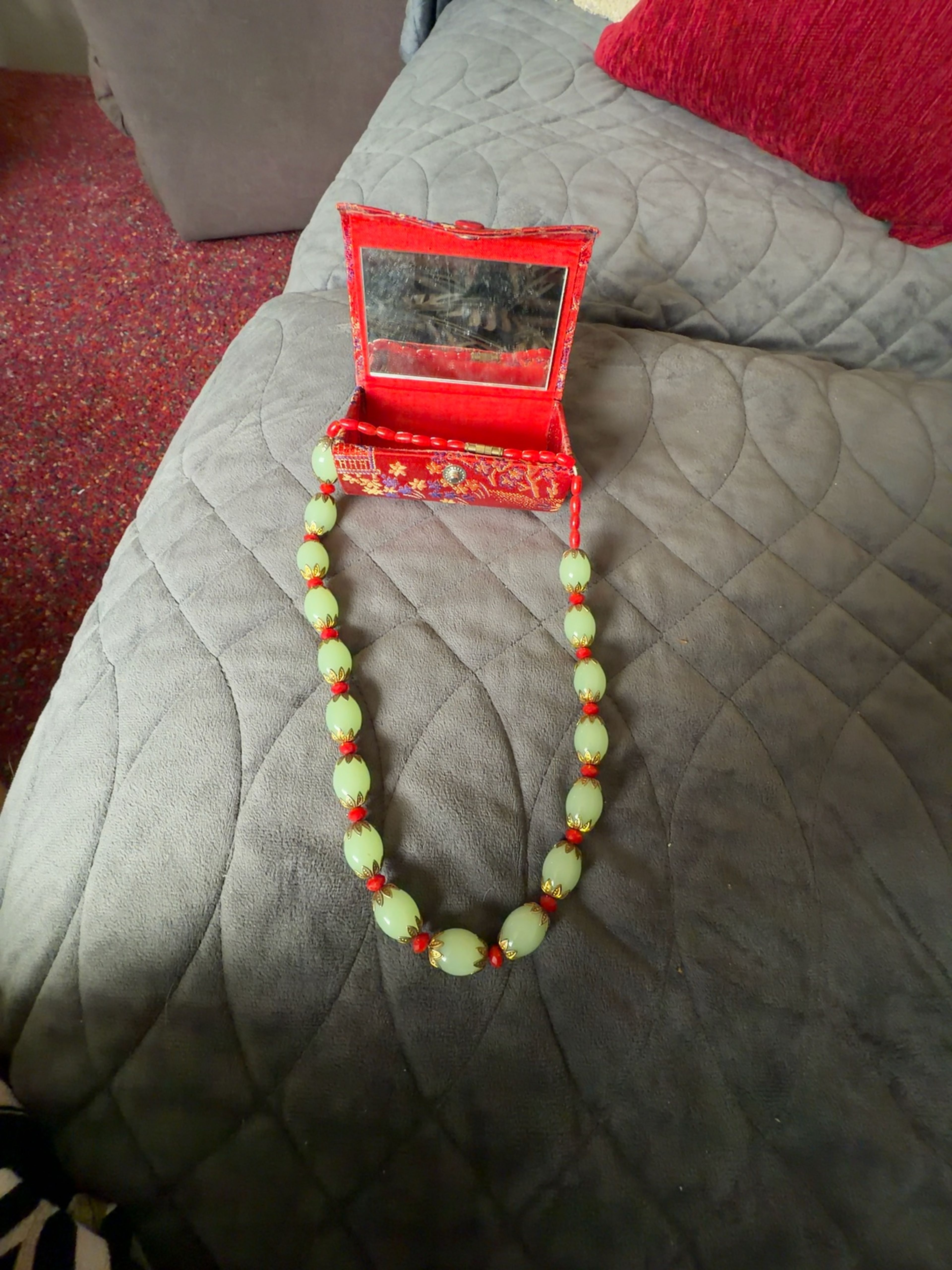 Handmade Lime Green Beaded Necklace