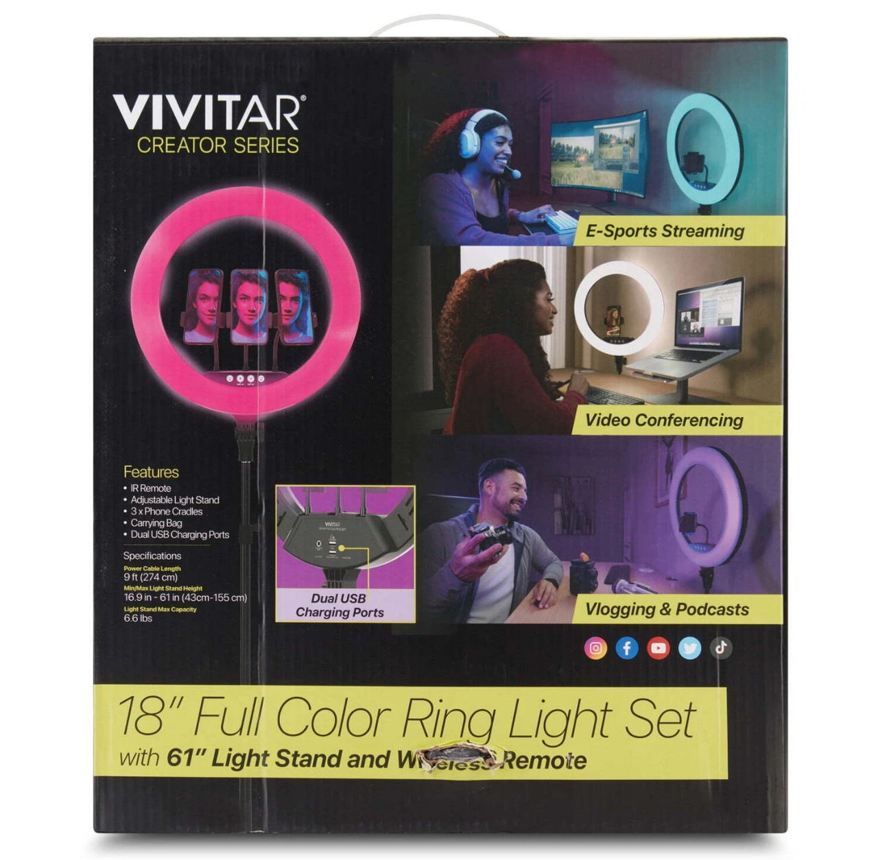 Vivitar Creator Series 18" Full Color Ring Light Set