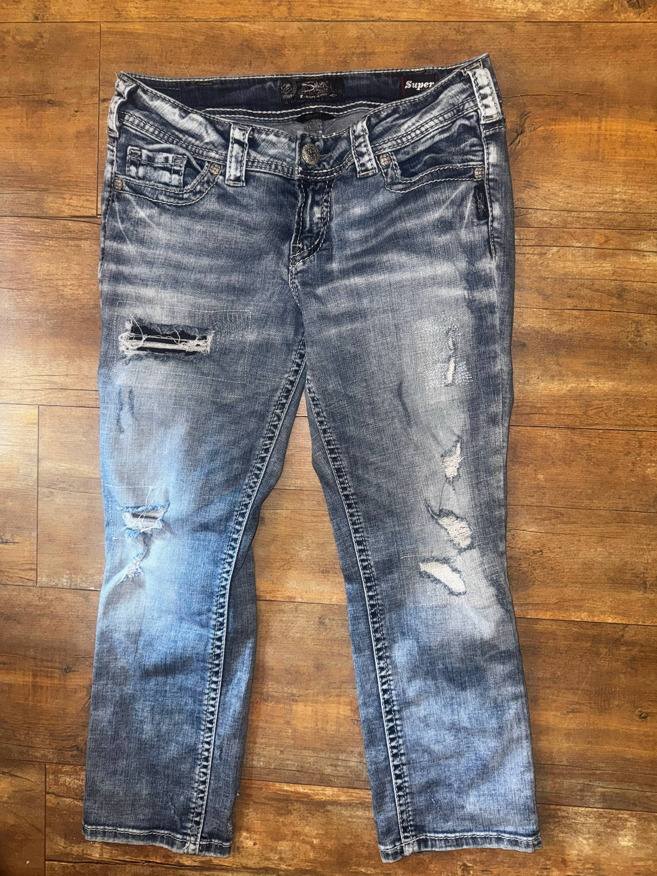 Silver Suki mid Capri size 30 22 length  