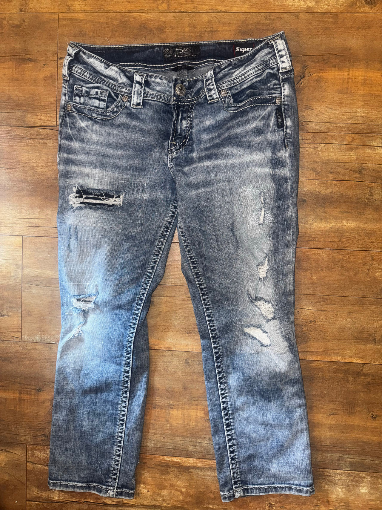 Silver Suki mid Capri size 30 22 length  