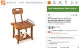 Wudkey 19 in. Teak Wood Shower Bench Seat with Handles and Backrest - Image 5