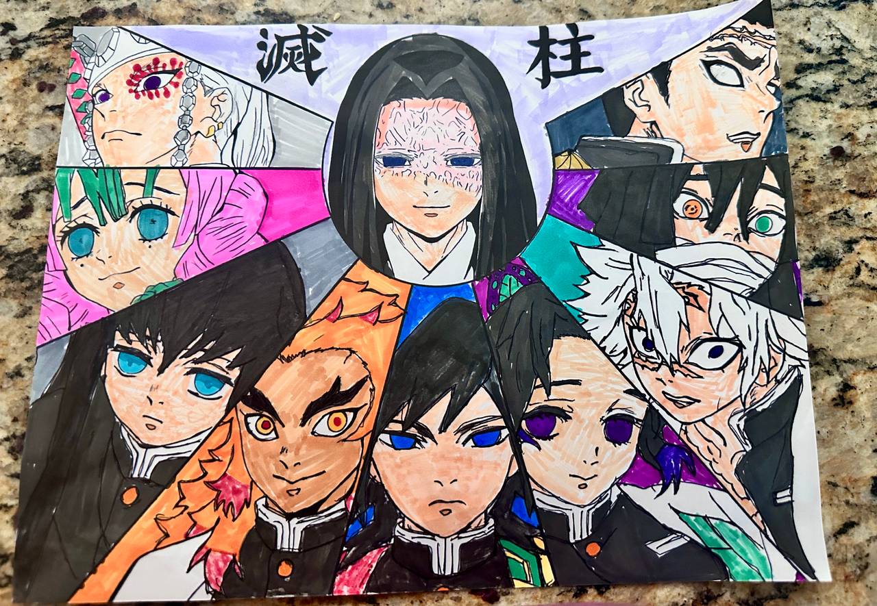 Demon Slayer Hashira Fan Art Drawing on A4 paper 