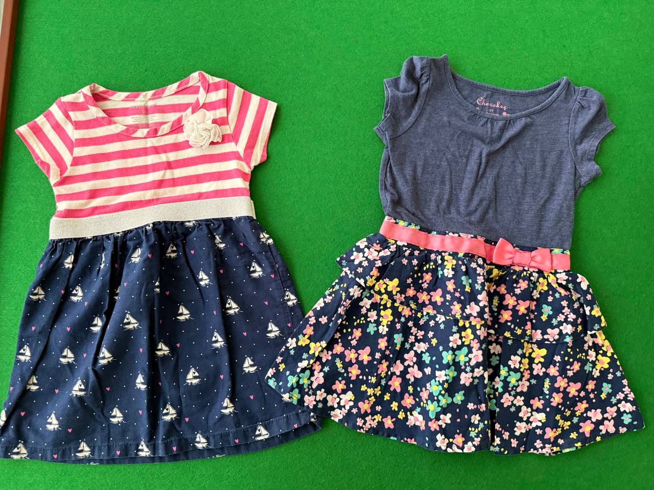 Toddler Girl 2T Dress Lot - Floral & Sailboat Designs