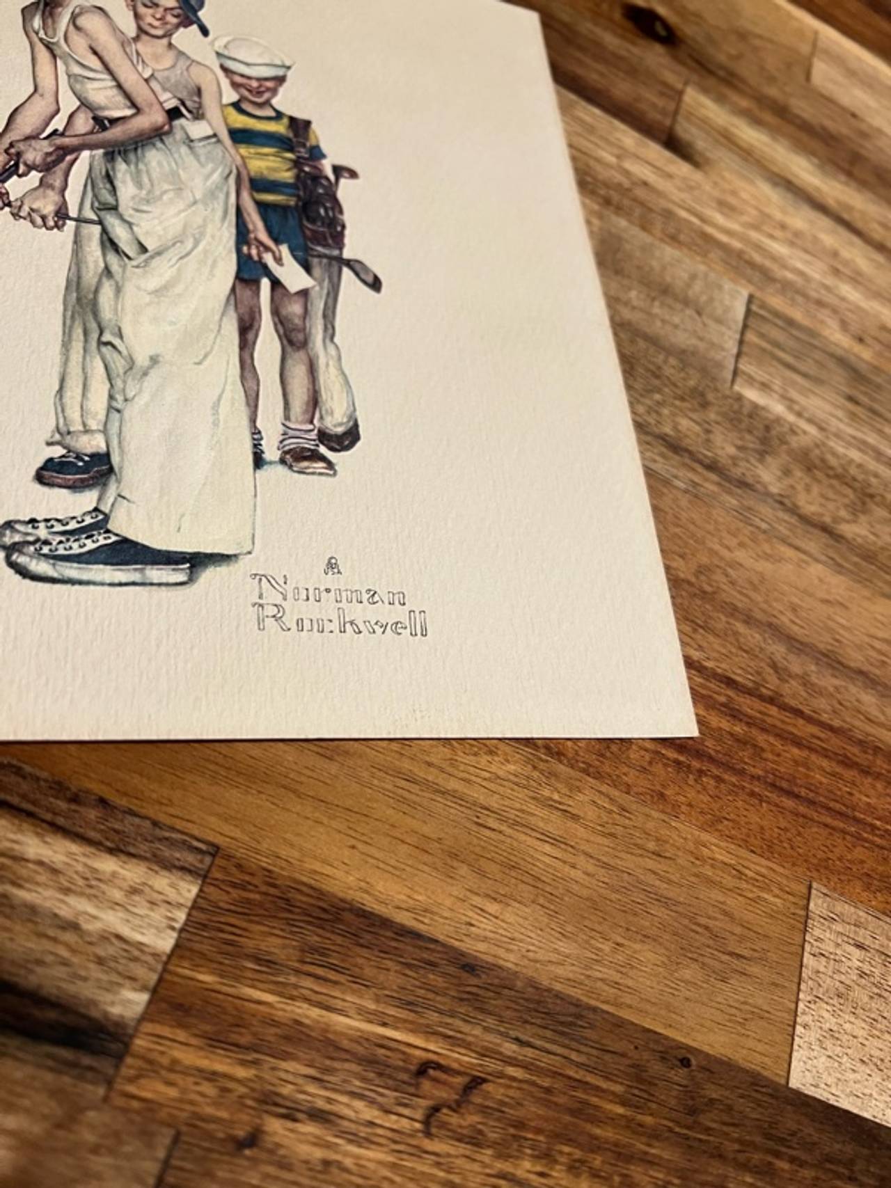 Norman Rockwell Sports Themed Wooden Plaque