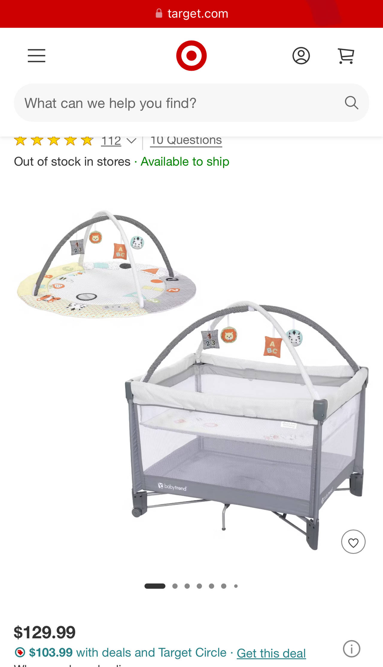 Baby Trend Quick Fold Playard with Play Mat