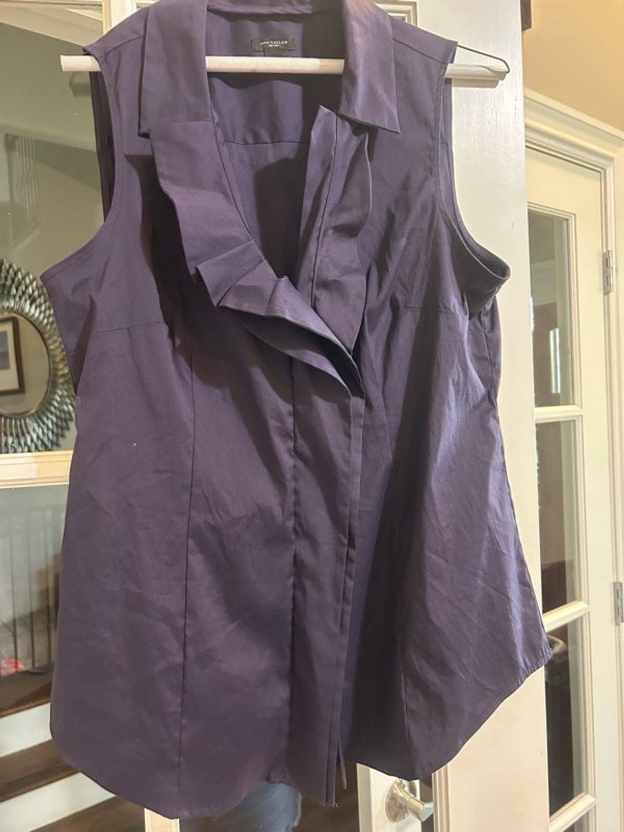 Ann Taylor button down sleeveless blouse in plum