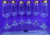 Celine Gold Rim Etched Champagne Flutes - Image 1
