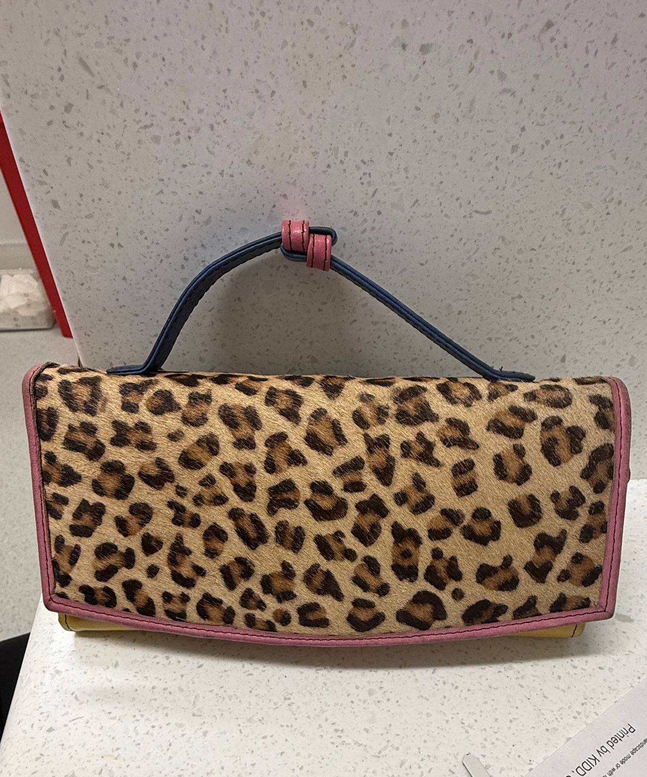 Soruka Leopard Print Calf Hair Clutch