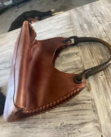 GUCCI Vintage Brown Leather Wood Handle Hobo Purse - Image 3
