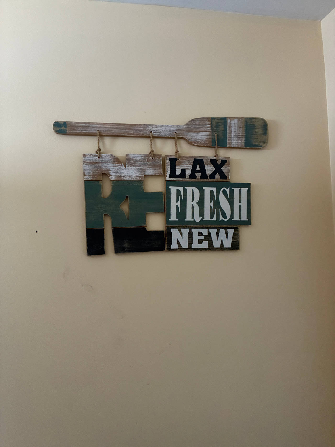Relax Refresh Renew Wooden Oar Wall Sign