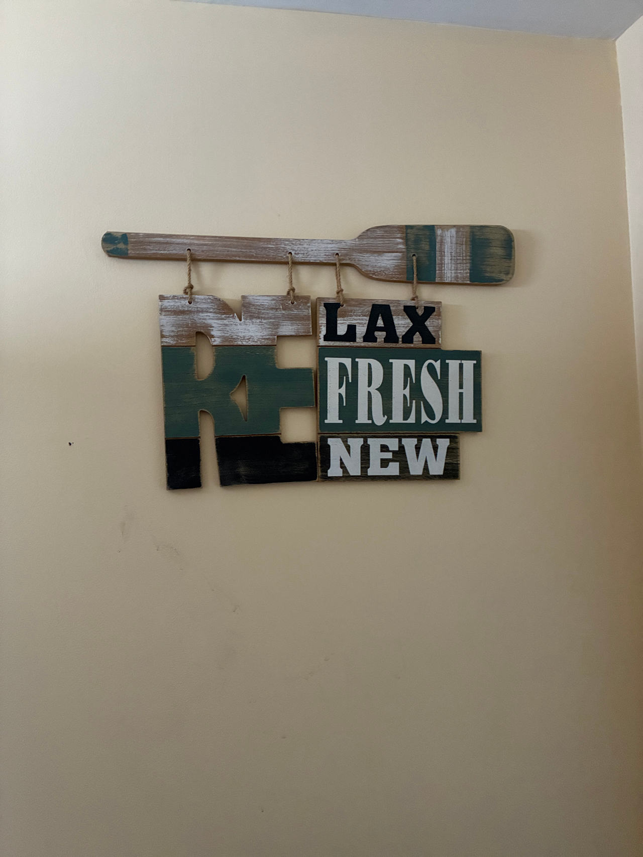 Relax Refresh Renew Wooden Oar Wall Sign