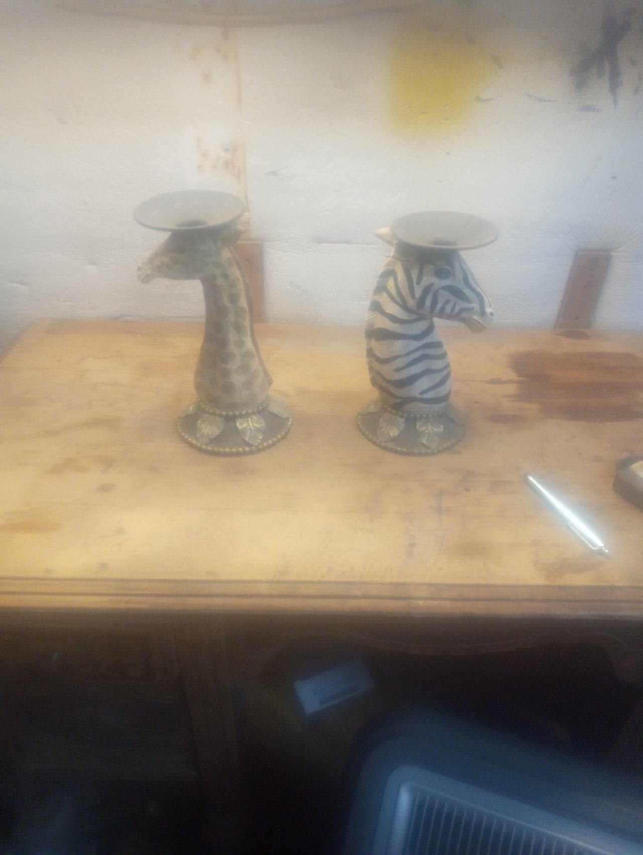 Safari Animal Head Candle Holders Pair