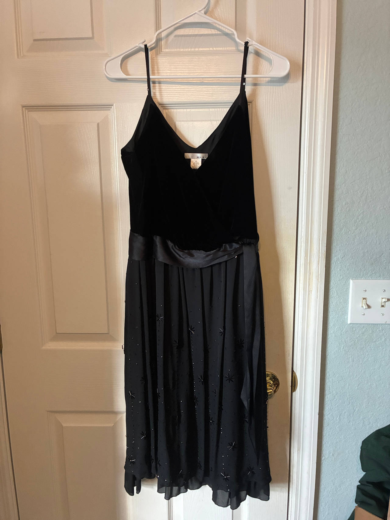 Black Velvet and Chiffon Cocktail Dress