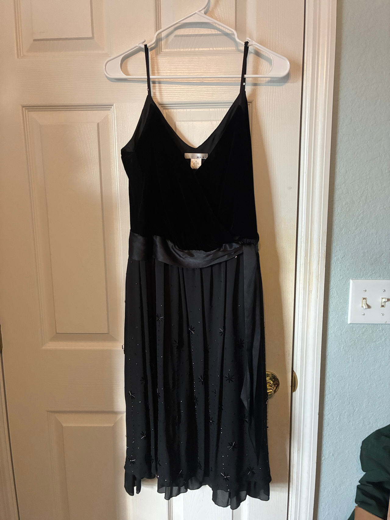 Black Velvet and Chiffon Cocktail Dress