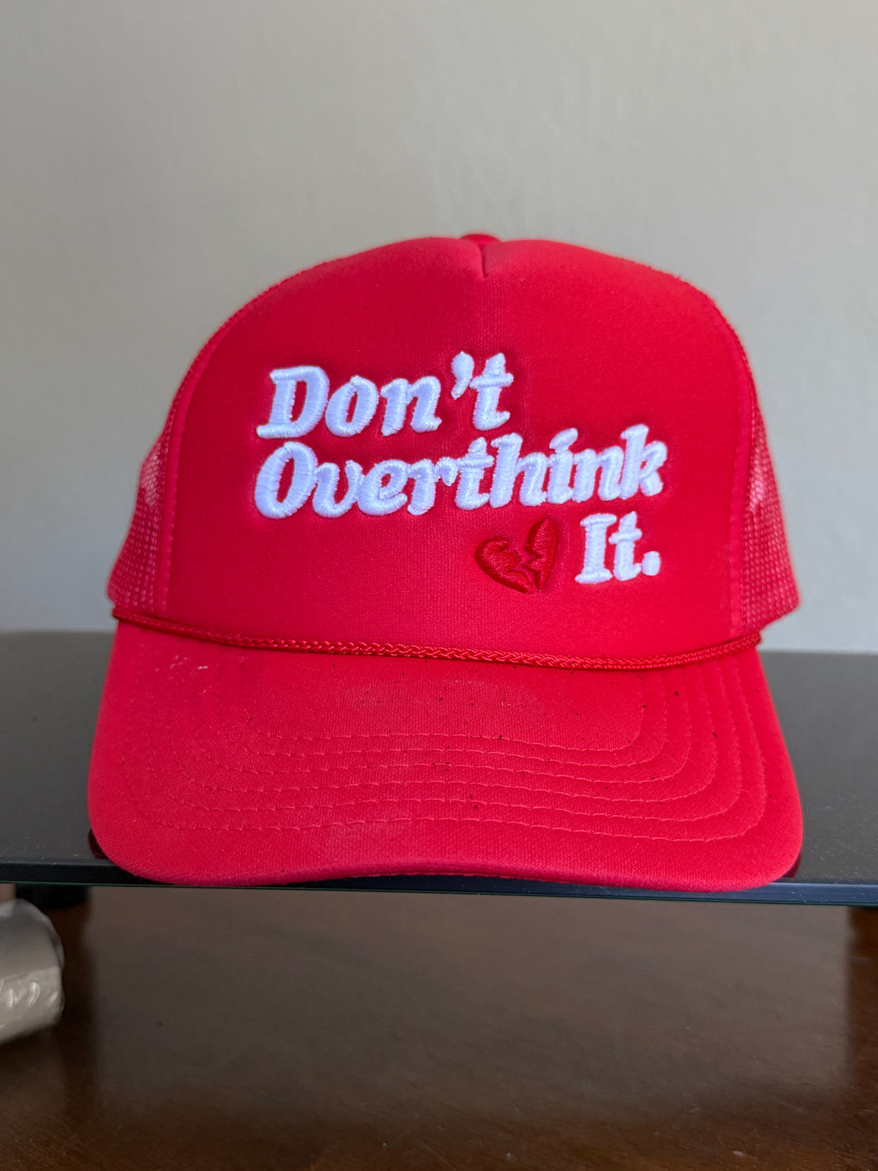 Don't Overthink It Red Trucker Hat