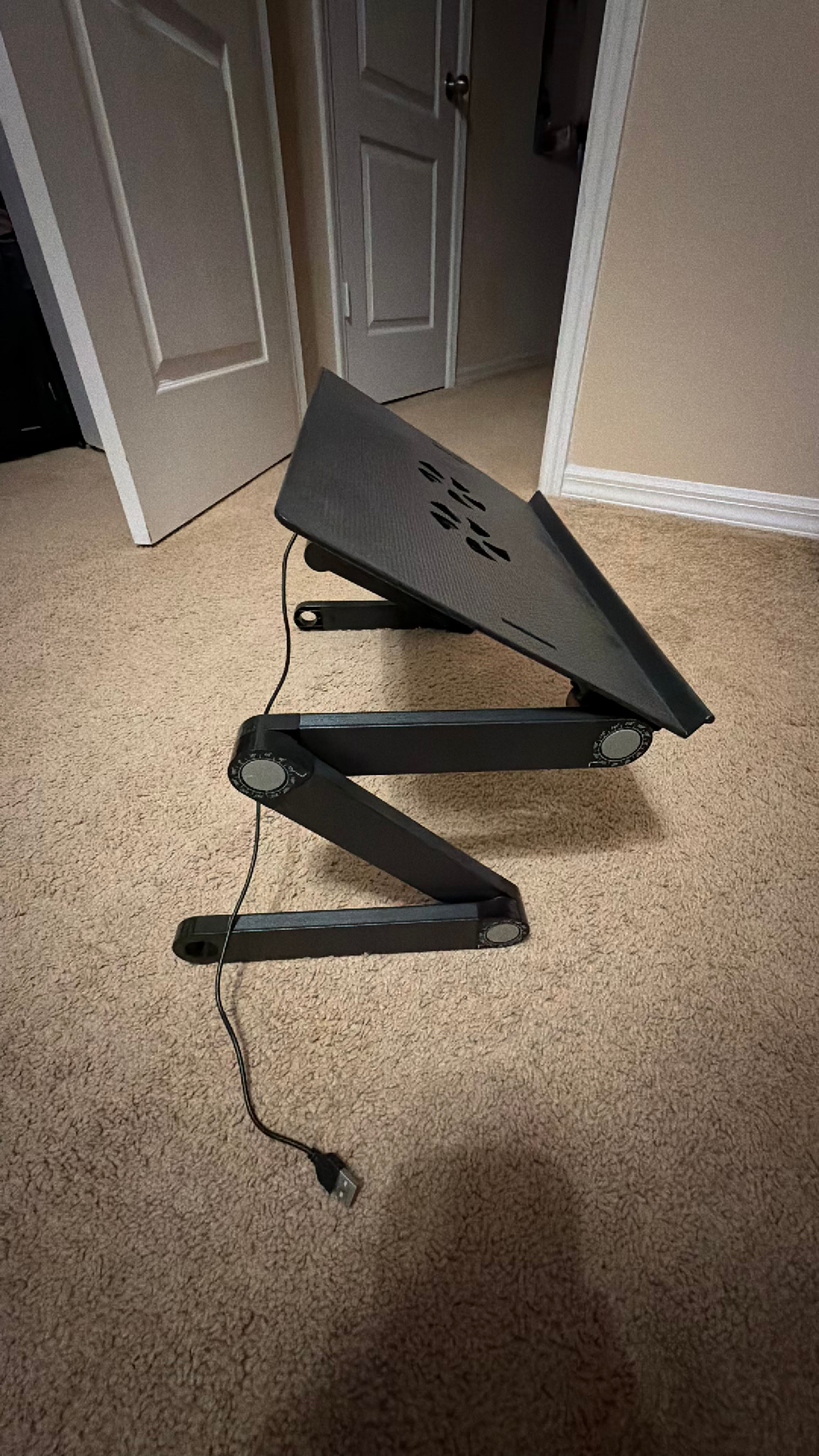 Adjustable Aluminum Laptop Desk with Cooling Fans - Image 2