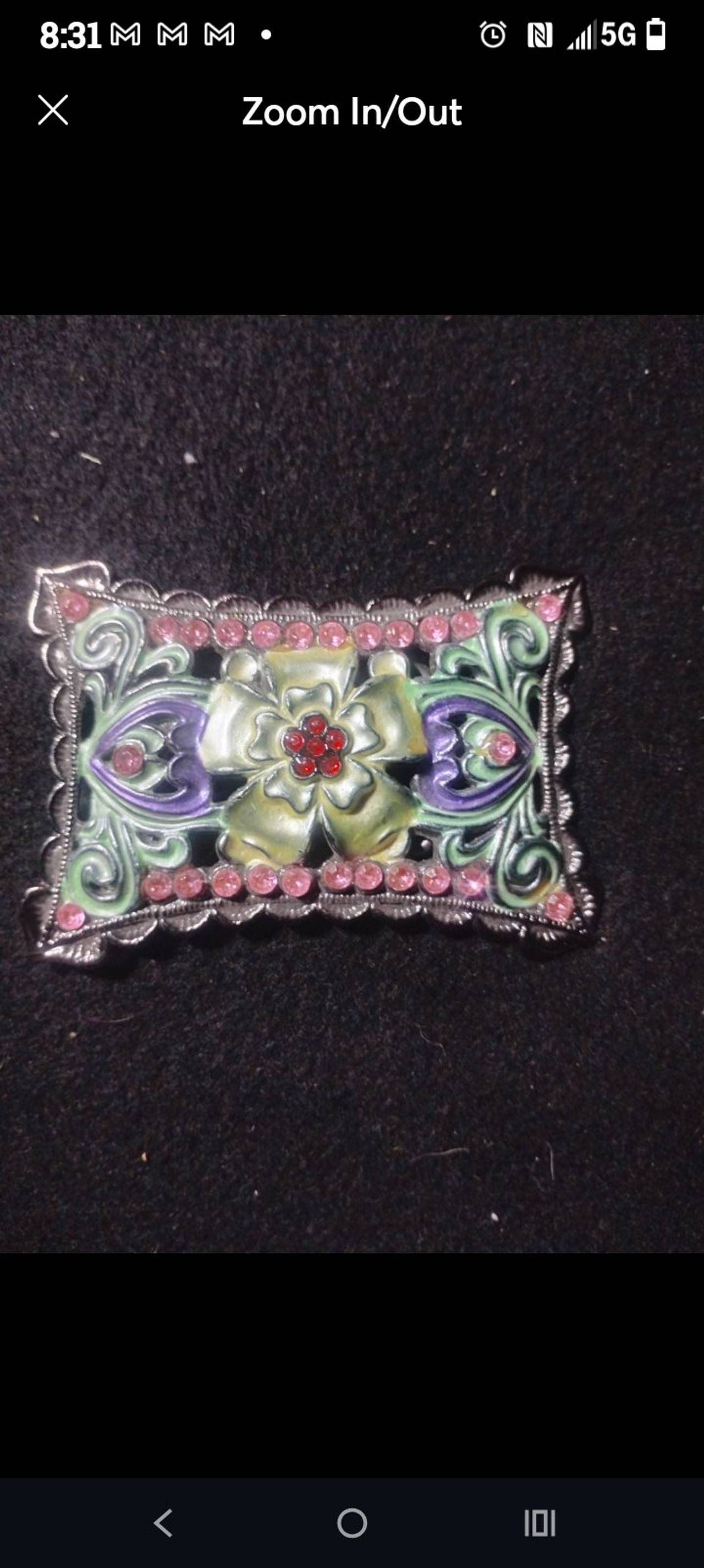 Floral Enamel Rhinestone Belt Buckle