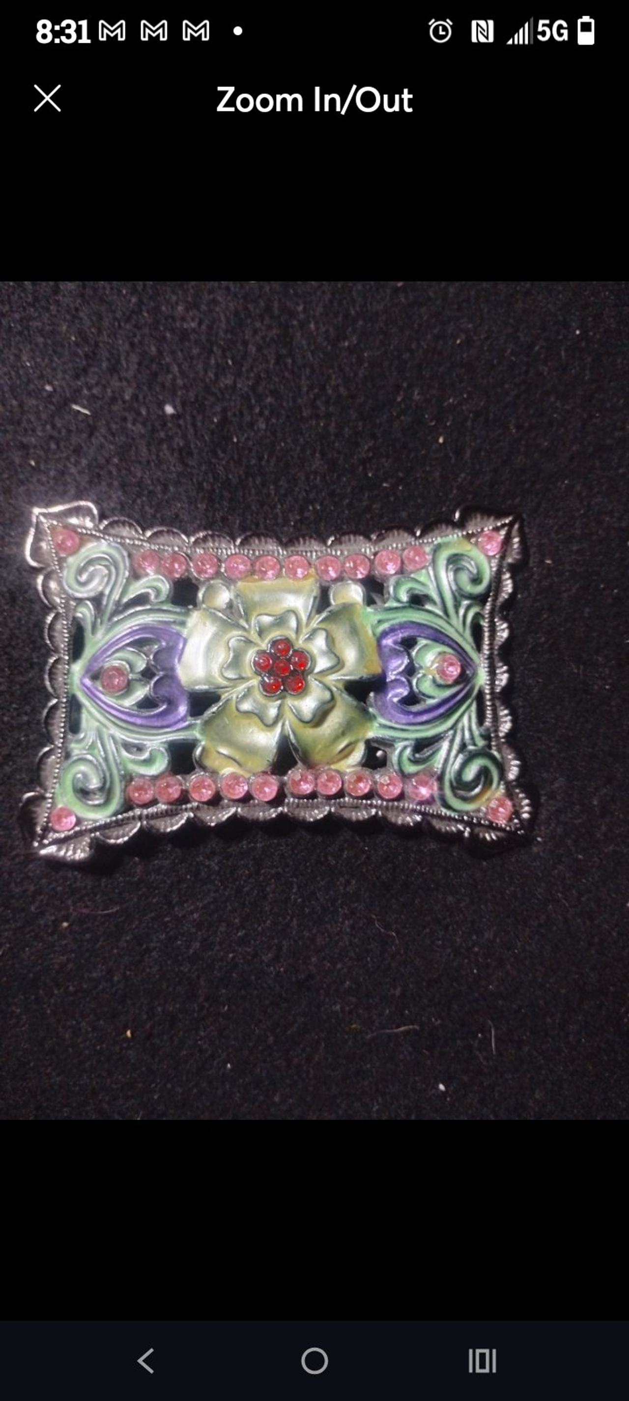 Floral Enamel Rhinestone Belt Buckle