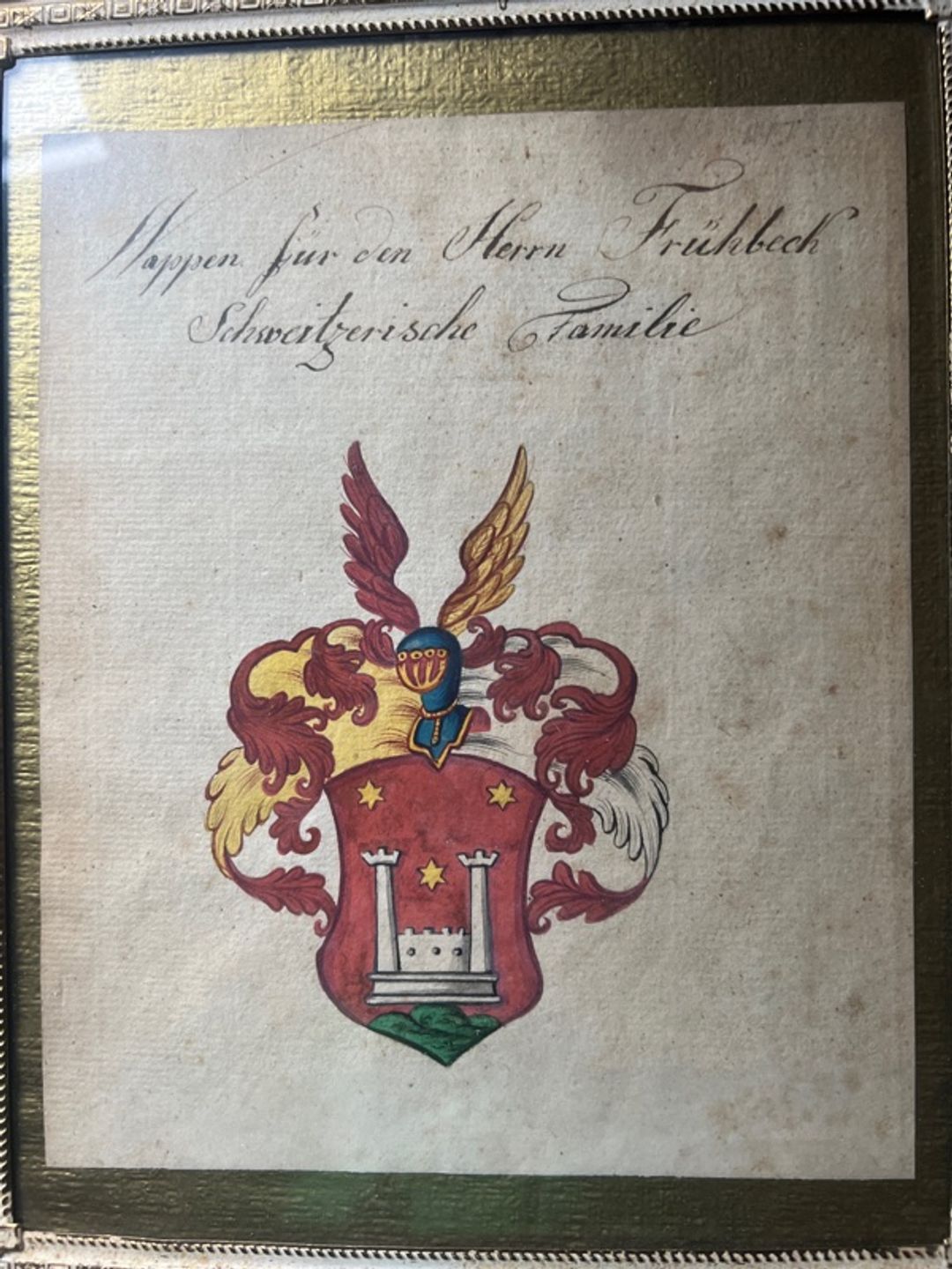 Antique Austrian Catholic Bishop Coat of Arms Gouache Painting