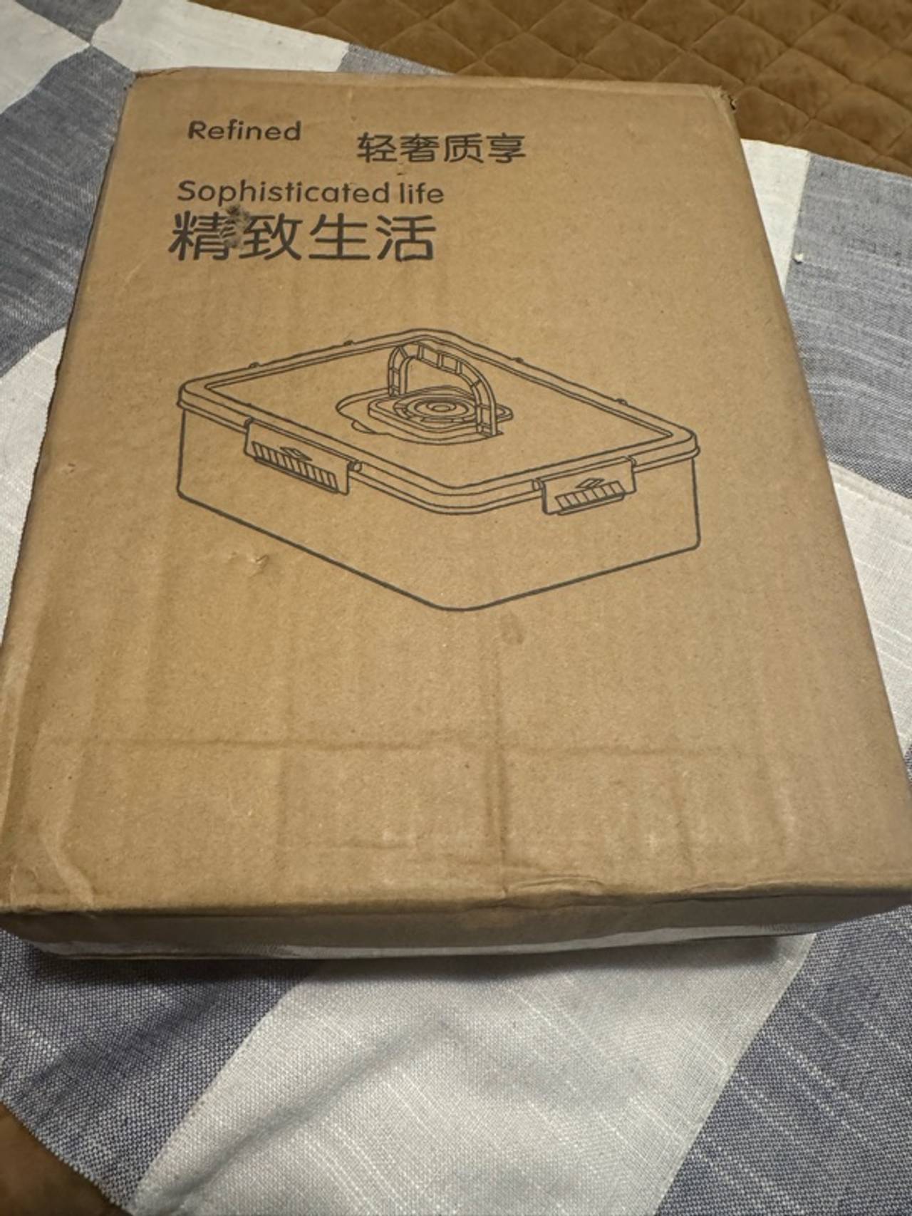 Stackable Off-White Cube Bento Box-with Handle 