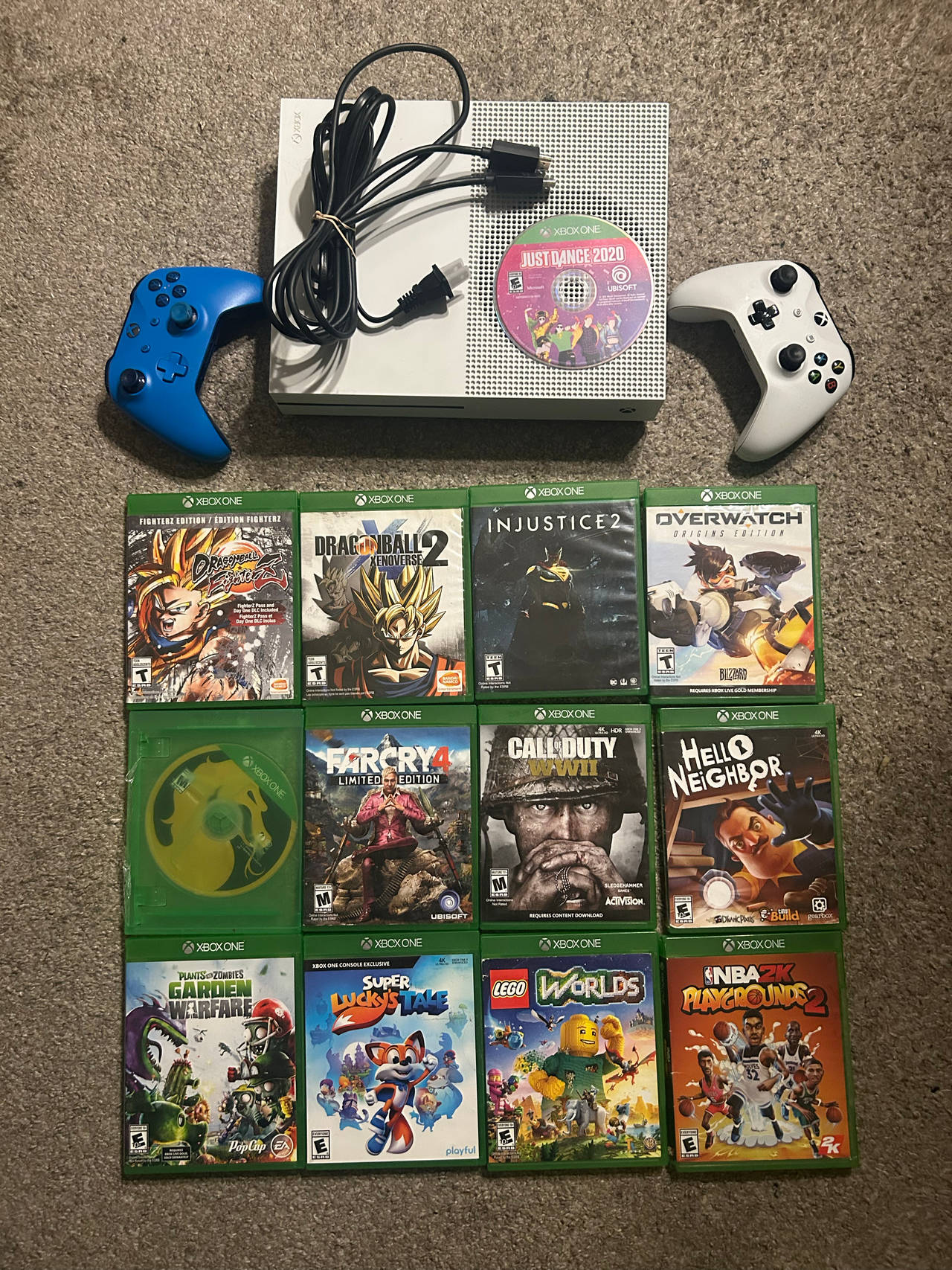 XBOX ONE S Bundle 13-Games  Lot 
2-Controllers, Power Cord & HDMI Cable