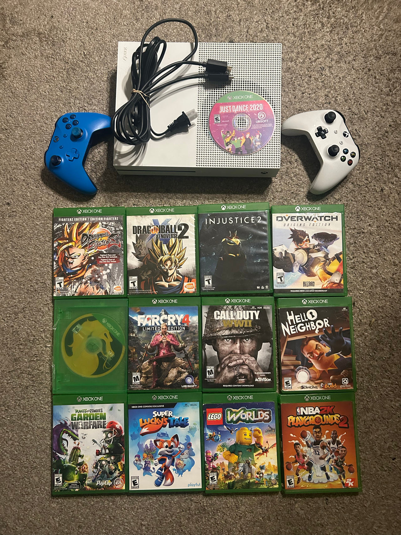 XBOX ONE S Bundle 13-Games  Lot 
2-Controllers, Power Cord & HDMI Cable