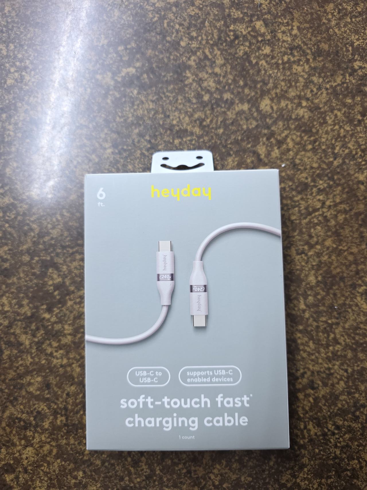 heyday Soft-touch Fast Charging Cable USB-C to USB-C 6ft 240W