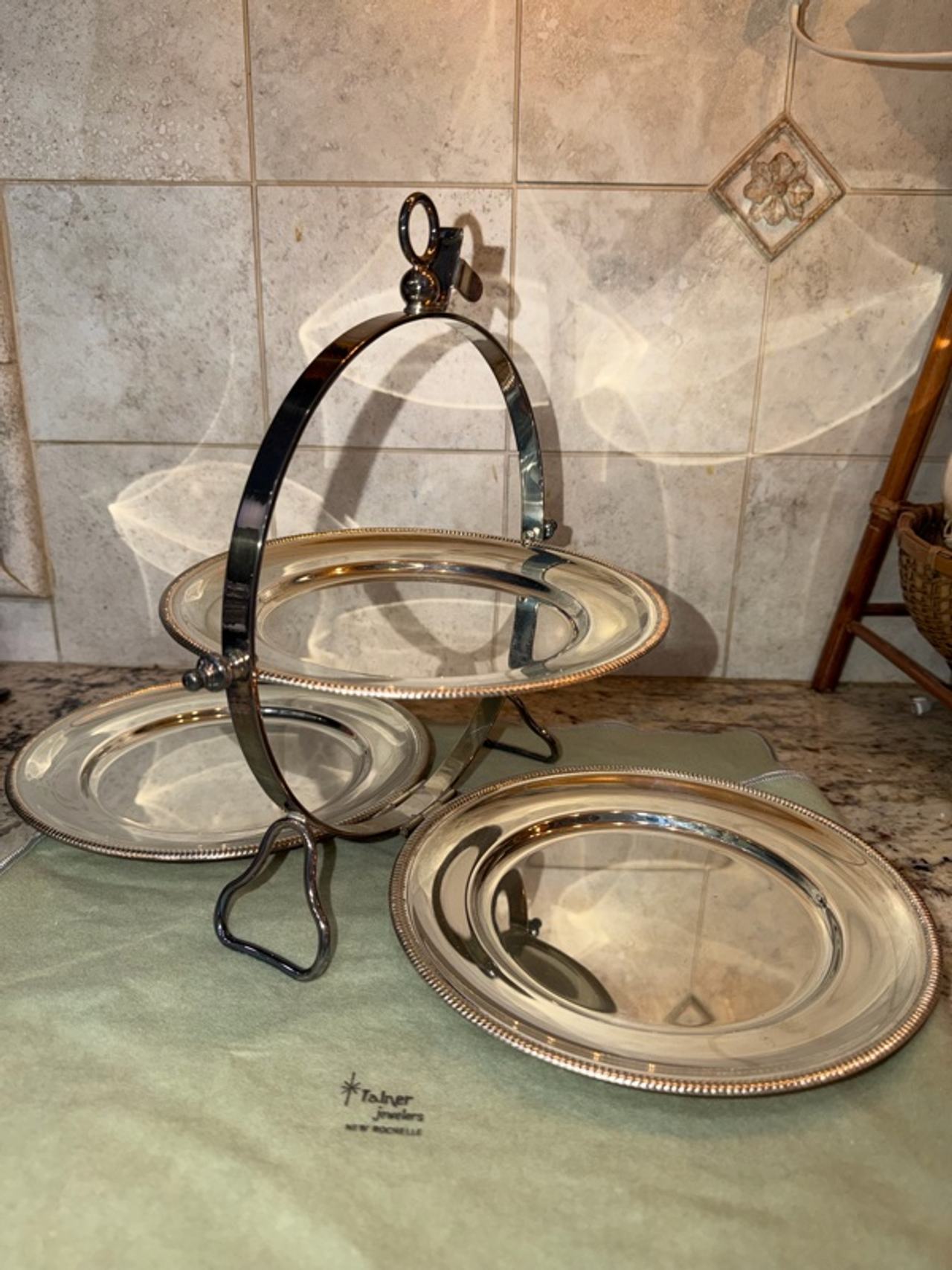 Italy Mid Century Silver Foldable Cake Stand