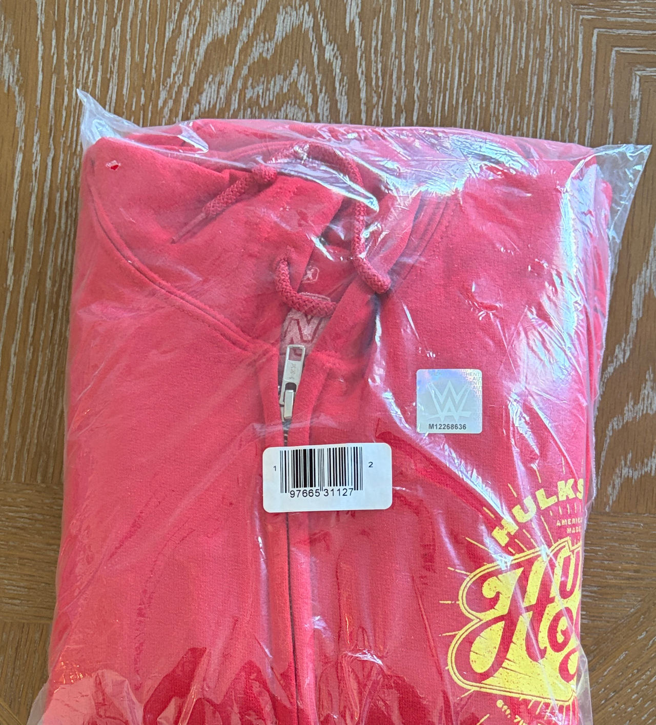 WWE Hulk Hogan Hulkamania Red Zip-Up Hoodie