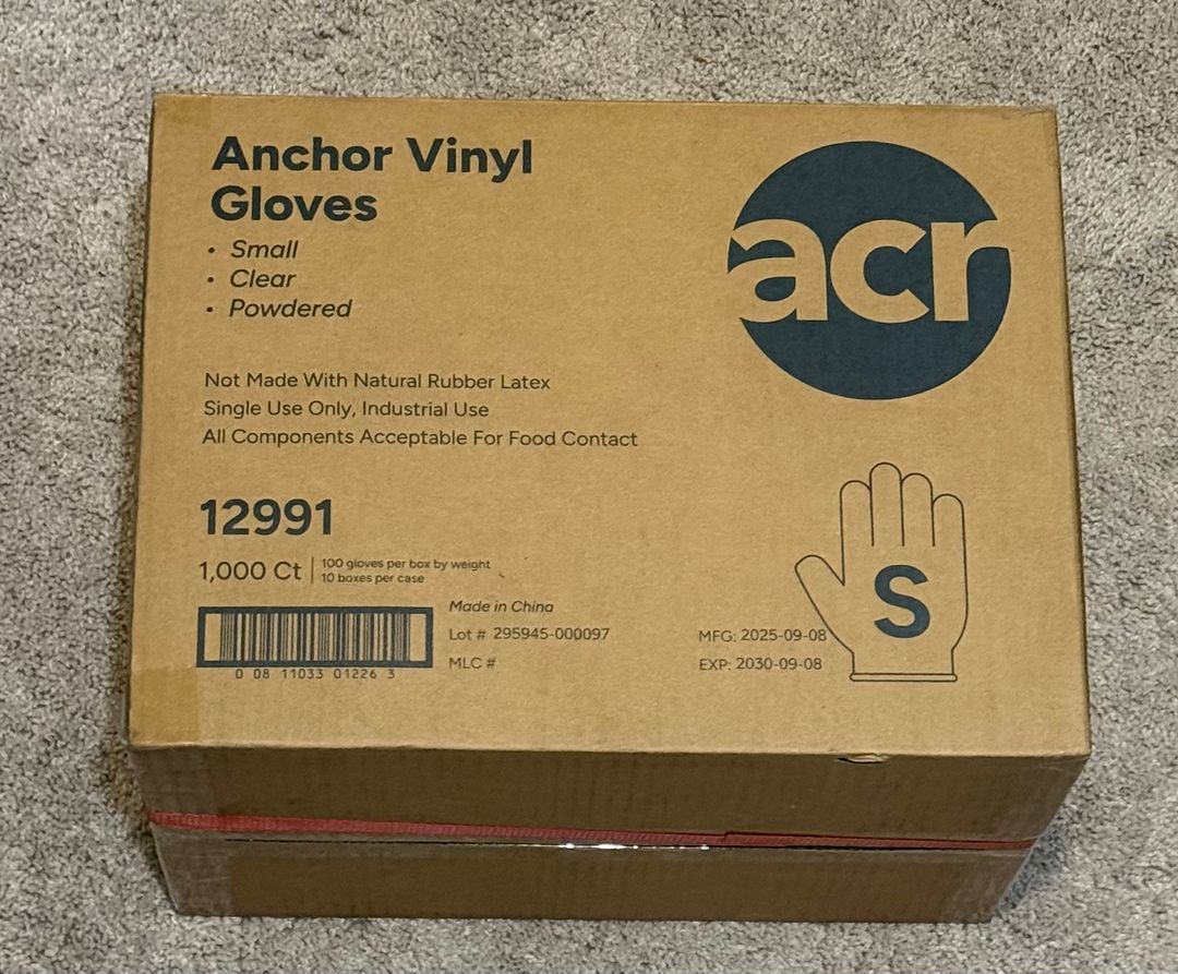 Anchor Vinyl Gloves Clear Powdered Size Small 1000 Count