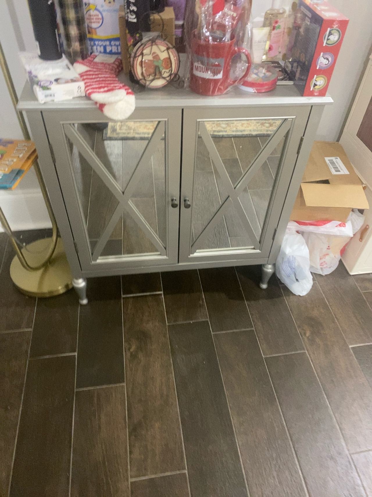 Elegant Decor Silver Mirrored Accent Cabinet